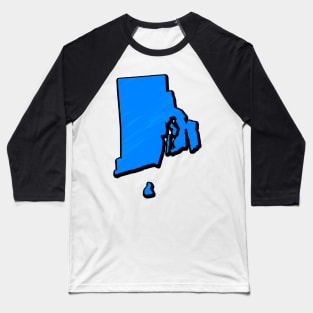 Bright Blue Rhode Island Outline Baseball T-Shirt